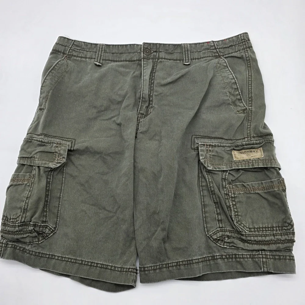 Utility Unionbay Cargo ShortsM 38 Olive Green Multi Pocket Cotton Casual Outdoor